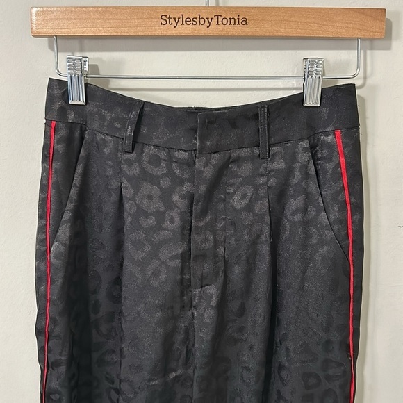 SEN Eden Jogger Pant Black Red Stripe Leopard Print Silky Pockets Sz XS - Picture 2 of 12